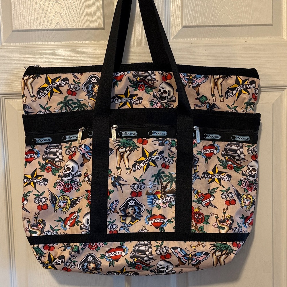 LeSportsac Pirate Tattoo Ink Print Large Travel Tote